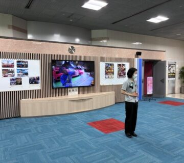 9時過ぎ頃より、防災館の職員さんより説明があり、そ後に、１４にんづつで2班に分かれて体験を行いました。